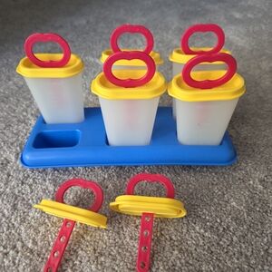 Tupperware Red and Yellow Ice Pop Popsicle Mold Set